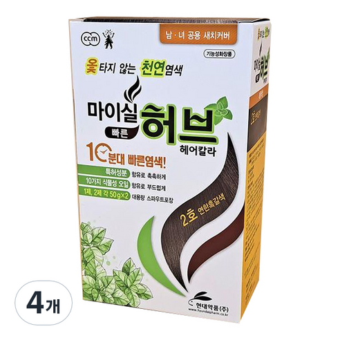 현대약품 마이실 빠른 허브 헤어칼라 염모제 b0862, 1호 자연흑갈색, 4개