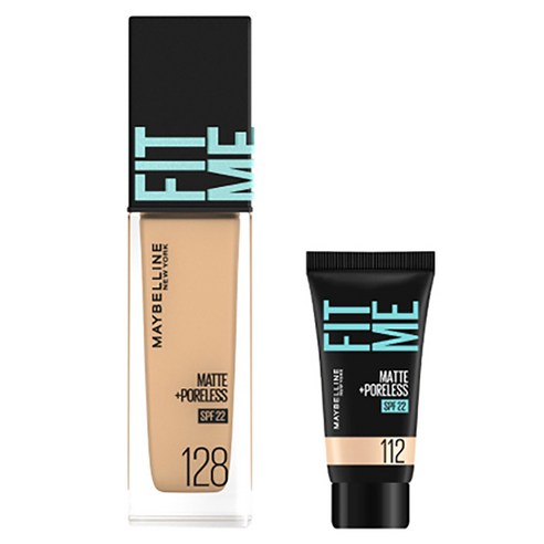 메이블린 핏미 파운데이션 레노 30ml + 미니파운데이션 5ml 세트, 128 웜 누드(파운데이션), 112 내추럴 아이보리(미니파운데이션), 1개
