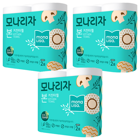 모나리자 본 천연펄프 키친타올, 2롤, 3개