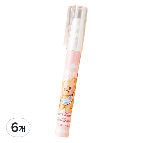 버터베어 슬림 고체풀 글루스틱 핑크, 2.2g, 6개
