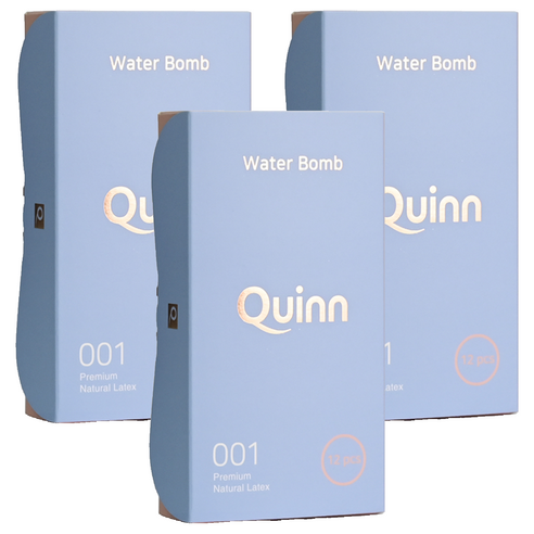 Quinn 001 워터밤 수용성 젤 콘돔, 3개, 12개입