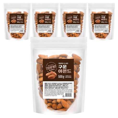 투데이넛 구운 아몬드, 500g, 5개