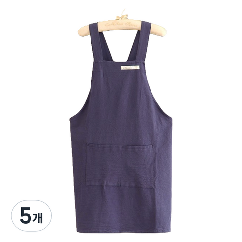 씨오브비 통기성 좋은 면 린넨 앞치마, 네이비블루, 5개