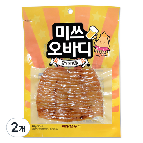 해맑은푸드 미쓰오바디 오징어, 2개, 80g