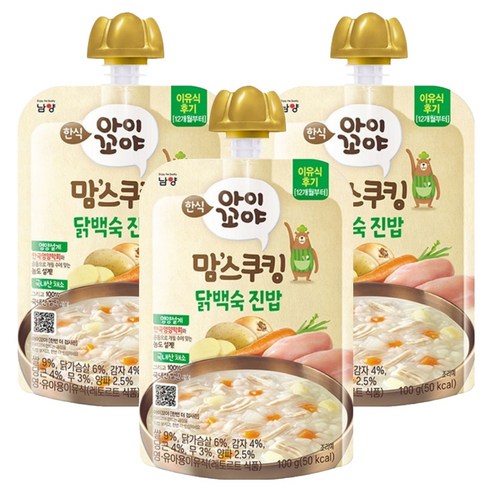 아이꼬야 맘스쿠킹 레토르트 이유식, 닭백숙 진밥, 100g, 3개