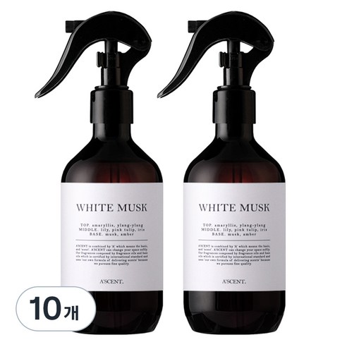 에이센트 드레스 퍼퓸 탈취제 22 화이트머스크, 10개, 250ml