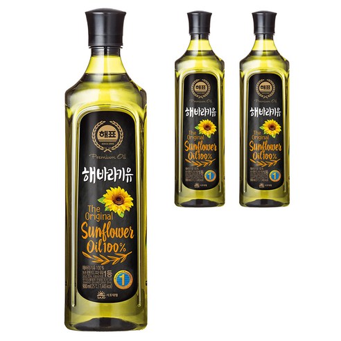 해표 해바라기유, 900ml, 3개