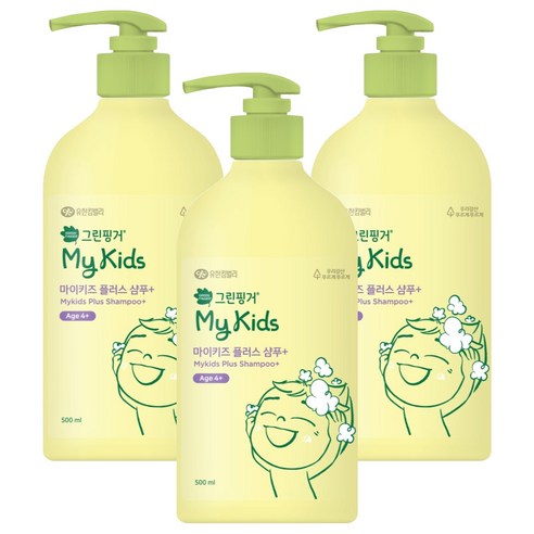 그린핑거 마이키즈 플러스 저자극 샴푸, 3개, 500ml