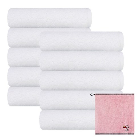 송월타월 40수 코마사 180g 10p + 송월 캐릭터 고리수건 랜덤발송, 화이트, 1세트