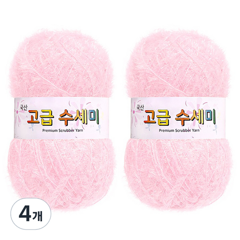 yarna 고급 수세미 뜨개실, 4개, 105 흰분홍