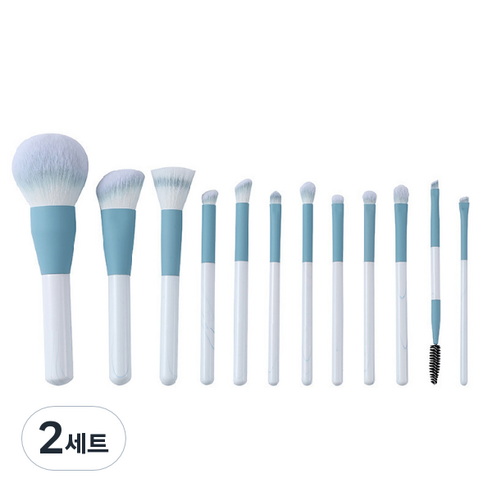 디에스 파스텔 메이크업 브러쉬 세트, 블루, 2세트