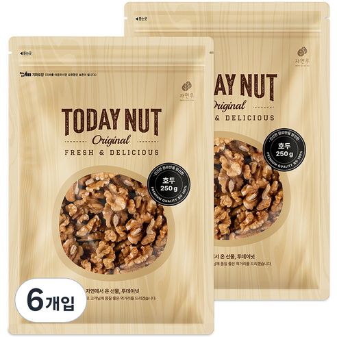 투데이넛 호두, 250g, 6개