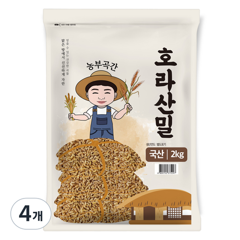 농부곡간 국내산 호라산밀, 2kg, 4개
