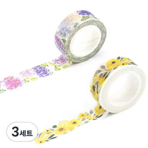 라이프포인트 내츄럴 일러스트 마스킹 테이프 01황매화 세트, 01황매화, 10정향, 3세트
