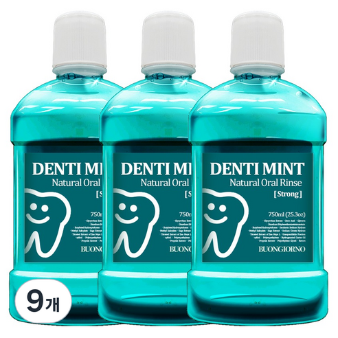 덴티본조르노 가글 구강세정제 스트롱, 750ml, 9개