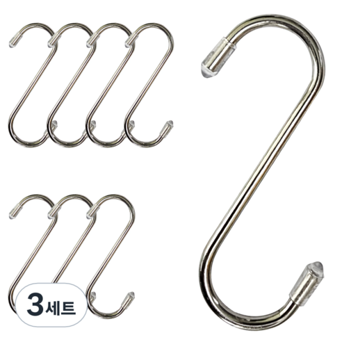 리빙홈디테일 스테인레스 S자 고리 캡형 9cm, 24개