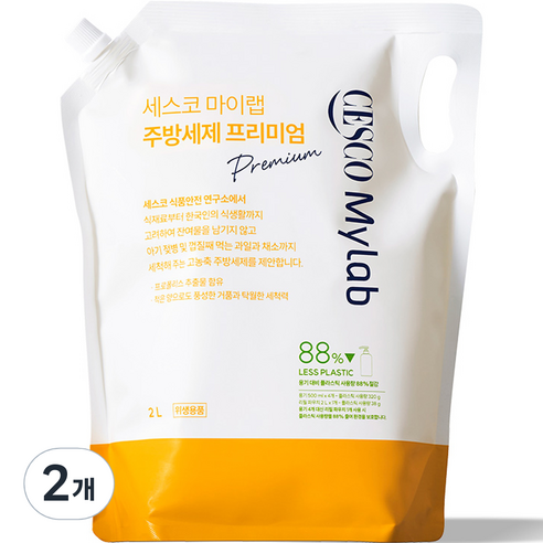 세스코마이랩 프리미엄 주방세제 리필, 2L, 2개