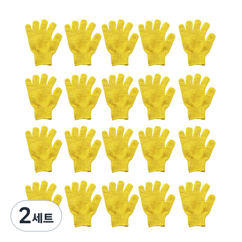 윰스 다섯손가락 샤워타월장갑 옐로우, 2세트, 20개입