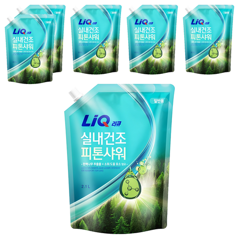 리큐 실내건조 피톤샤워 일반용 액체세제 리필, 2.1L, 6개