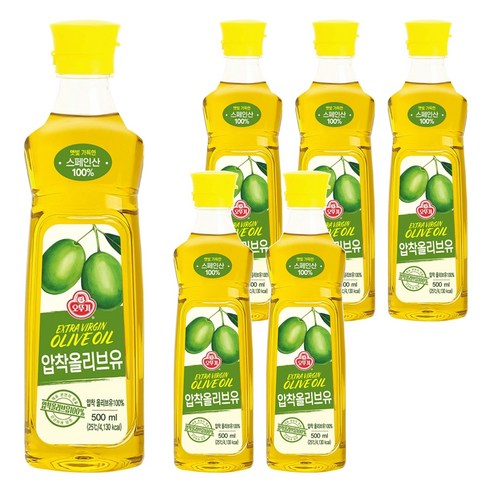 오뚜기 압착 올리브유, 500ml, 6개