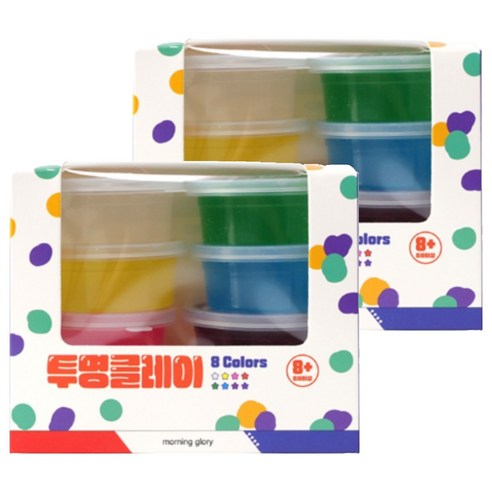 모닝글로리 투명 클레이 8종 세트, 혼합색상, 2세트