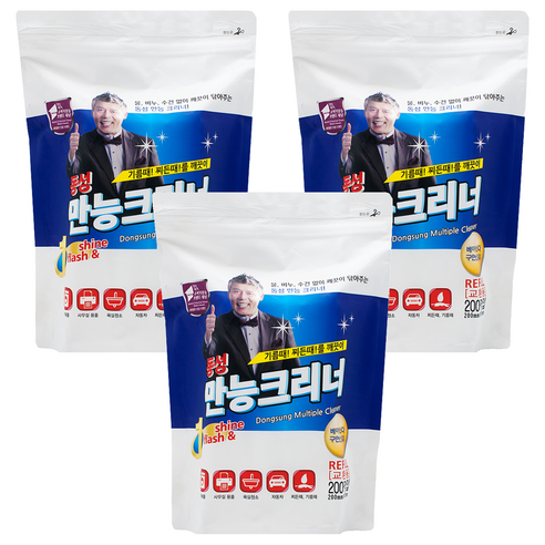 동성크리너 만능 세정티슈 지퍼백 200p, 3개