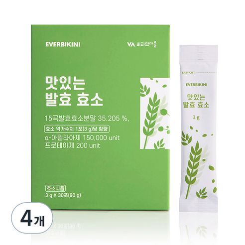 에버비키니 15곡물 맛있는 발효 효소 분말 30p, 4개, 90g