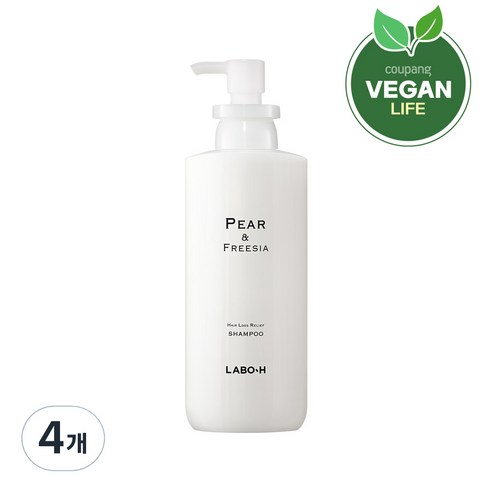 라보에이치 탈모 증상 완화 두피 강화 샴푸 페어앤프리지아향, 400ml, 4개