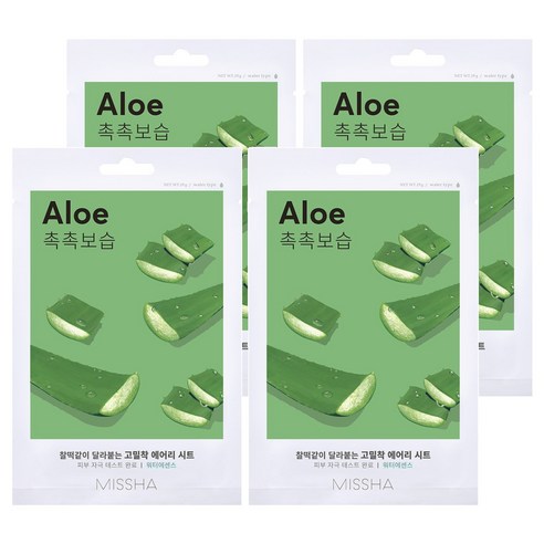 미샤 에어리 밀착 시트마스크 알로에, 1개입, 4개