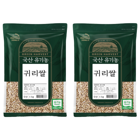 그린하베스트 국산 유기농 귀리, 1kg, 2개
