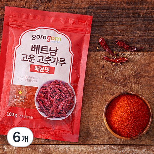 곰곰 베트남 고운 고춧가루 매운맛, 100g, 6개