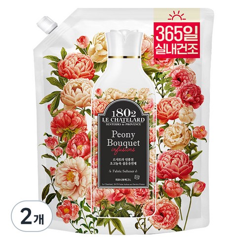 르샤트라1802 인퓨전 초고농축 섬유유연제 피오니부케향 리필, 2L, 2개