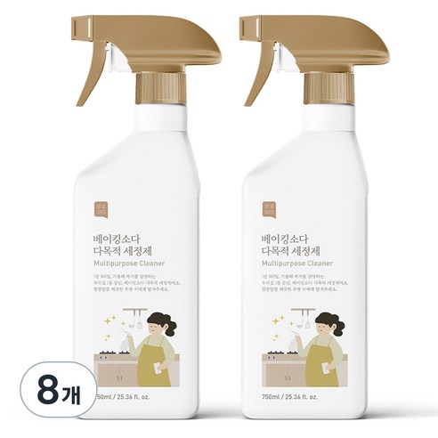 쉼표365 베이킹소다 대용량 다목적 세정제, 750ml, 8개