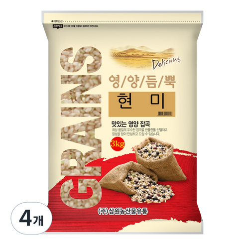 삼원농산 현미, 3kg, 4개