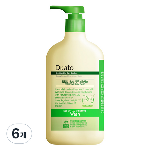 닥터아토 에센셜 모이스춰 워시 유아페이셜클렌져 마일드향, 500ml, 6개