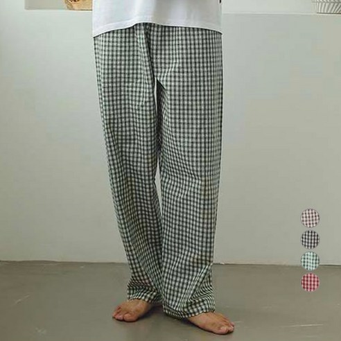 추천제품 글램공감 커플용 모네 체크 면 잠옷 바지: 봄 가을철에 안성맞춤 소개