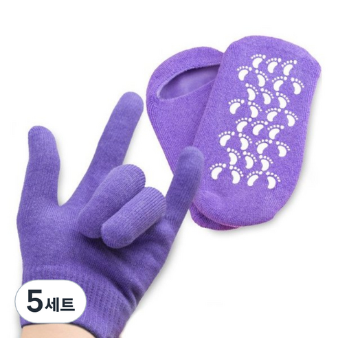 모모 파라핀삭스 겔 보습 장갑 + 양말 세트 퍼플, 5세트