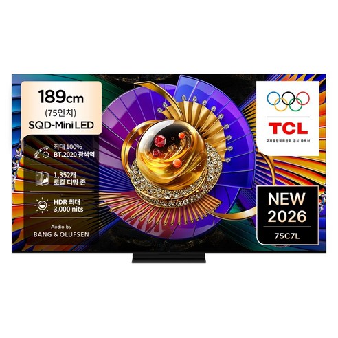 TCL 4K UHD Mini LED SQD Google TV, 189cm(75인치), 75C7L, 스탠드형, 방문설치