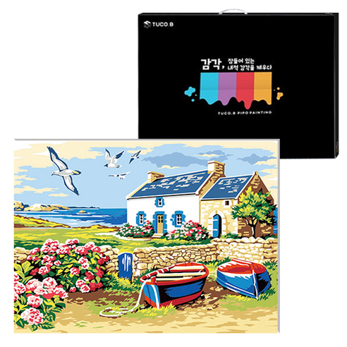 투코비 DIY 유화그리기 세트 가로형 40 x 50 cm, 평화로운 마을 (5394)
