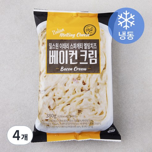 밀스원 이태리 스파게티 멜팅치즈 베이컨크림 (냉동), 380g, 4개