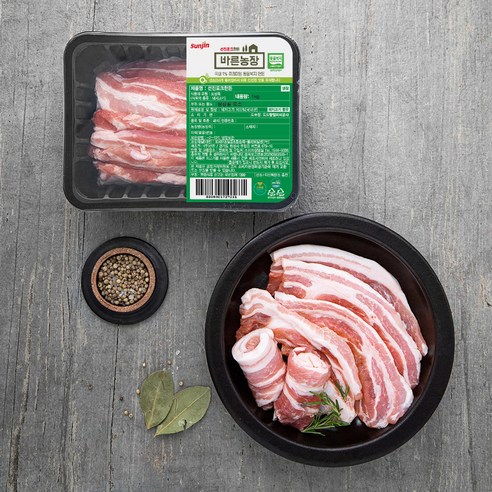 바른농장 한돈 동물복지인증 삼겹살 구이용, 1kg, 1팩