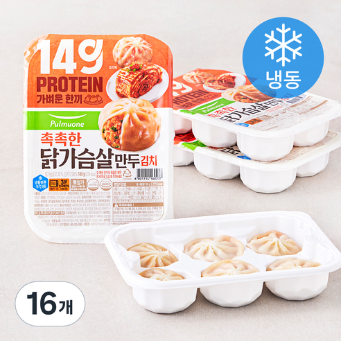풀무원 촉촉한 닭가슴살 만두 김치 6입 (냉동), 16개, 180g