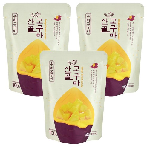 에코맘의산골이유식 산골고구마, 고구마맛, 70g, 3개