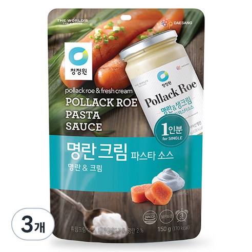 청정원 싱글 파우치 명란 크림 소스, 150g, 3개