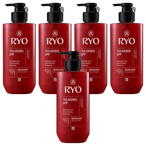 려 함빛 극손상 & 영양 샴푸 탈모증상완화 플로럴 파우더리향, 480ml, 5개