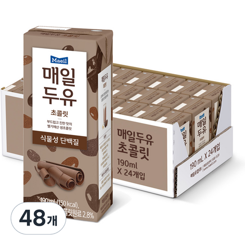 매일유업 매일두유 초콜릿, 190ml, 48개