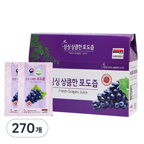싱싱 상큼한 포도즙, 100ml, 270개