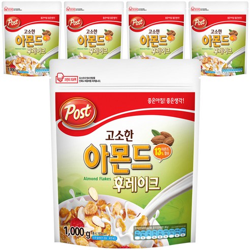 포스트 고소한 아몬드 후레이크 시리얼, 1kg, 5개