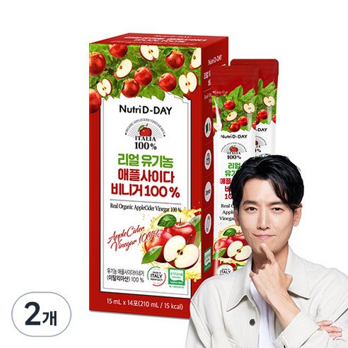 뉴트리디데이 리얼 유기농 애플사이다 비니거 14p, 2개, 210ml