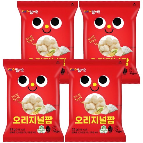청원생명쌀 안심플러스 튀기지 않은 쌀과자 쌀이요 오리지널팝, 25g, 4개